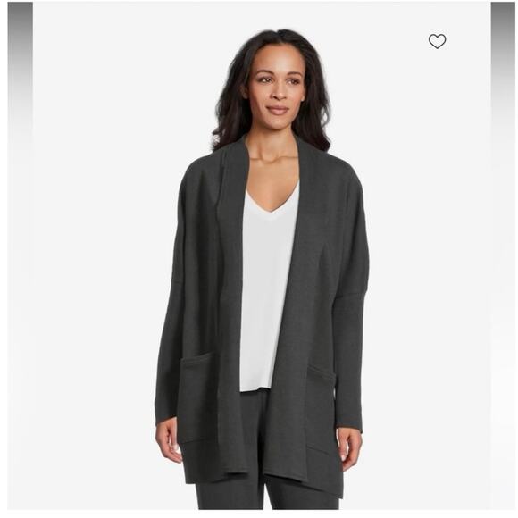 Pact airplane cardigan size women’s size m/L charcoal - Picture 2 of 11